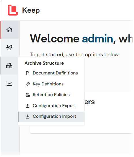 The Configuration Import menu item.